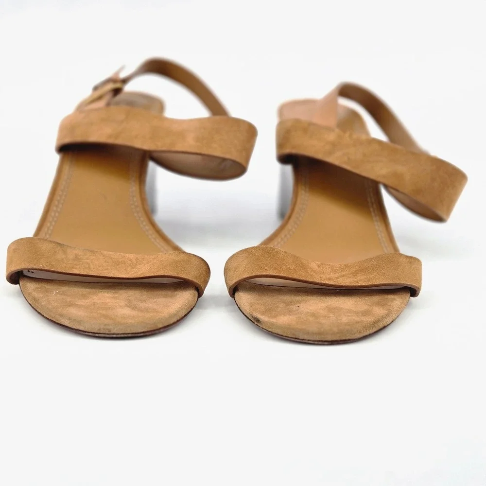 Tory Burch Mini Benton 65mm Wedge Sandal Kid Suede Amaretto Brown Women Size 10M